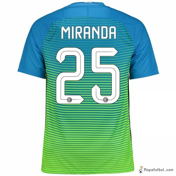 Camiseta Inter de Milán Replica Tercera Ropa Miranda 2016/17 Azul Verde